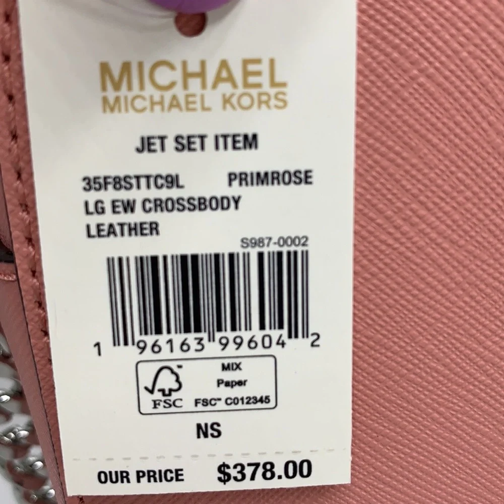 Michael Kors Jet Set Item Large East West Zip Crossbody Leather Primrose NWT